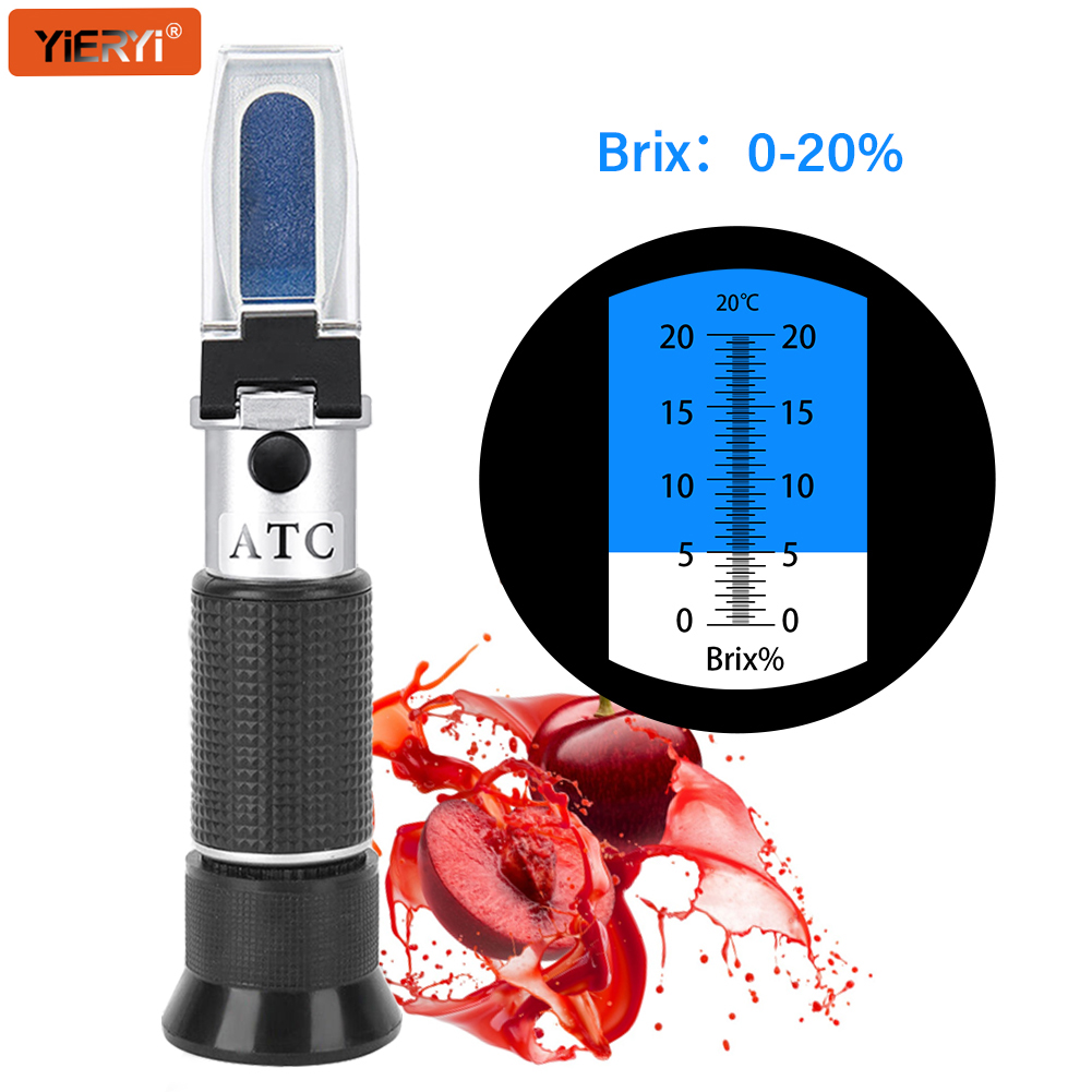 Wine Beer Juice - YIERYI Brix مقياس الانكسار 0-20% ATC