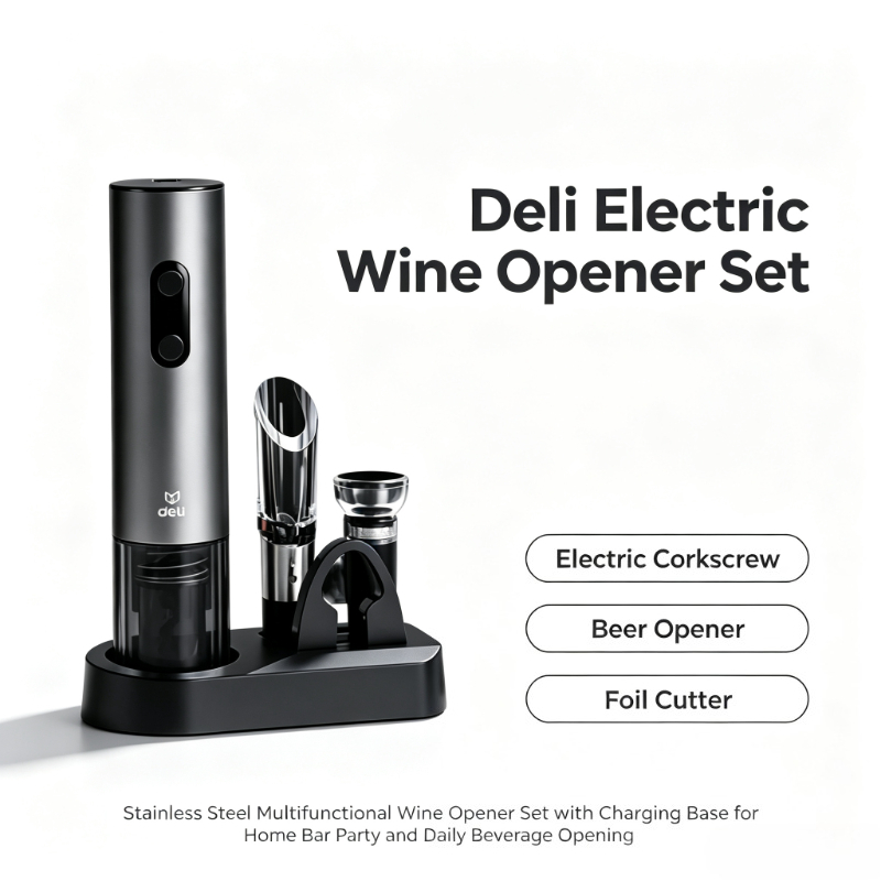 Wine Beer Deli - مجموعة فتاحات النبيذ الكهربائية من ديلي،